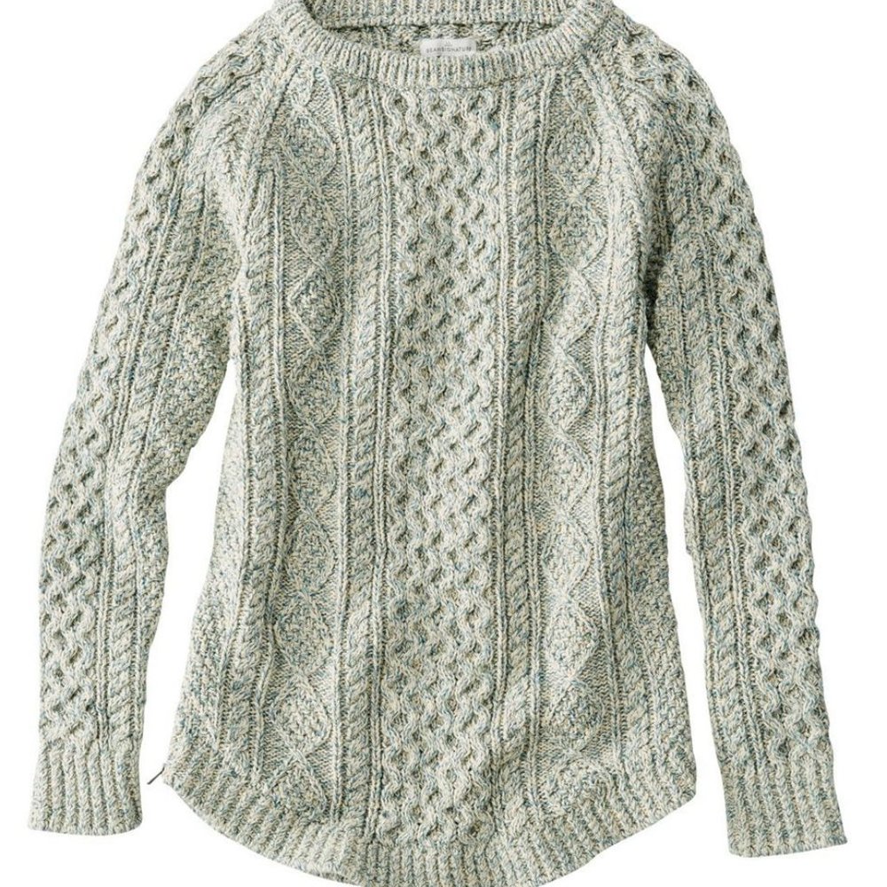 L.L. Bean Signature Fisherman Sweater, Teal, XS